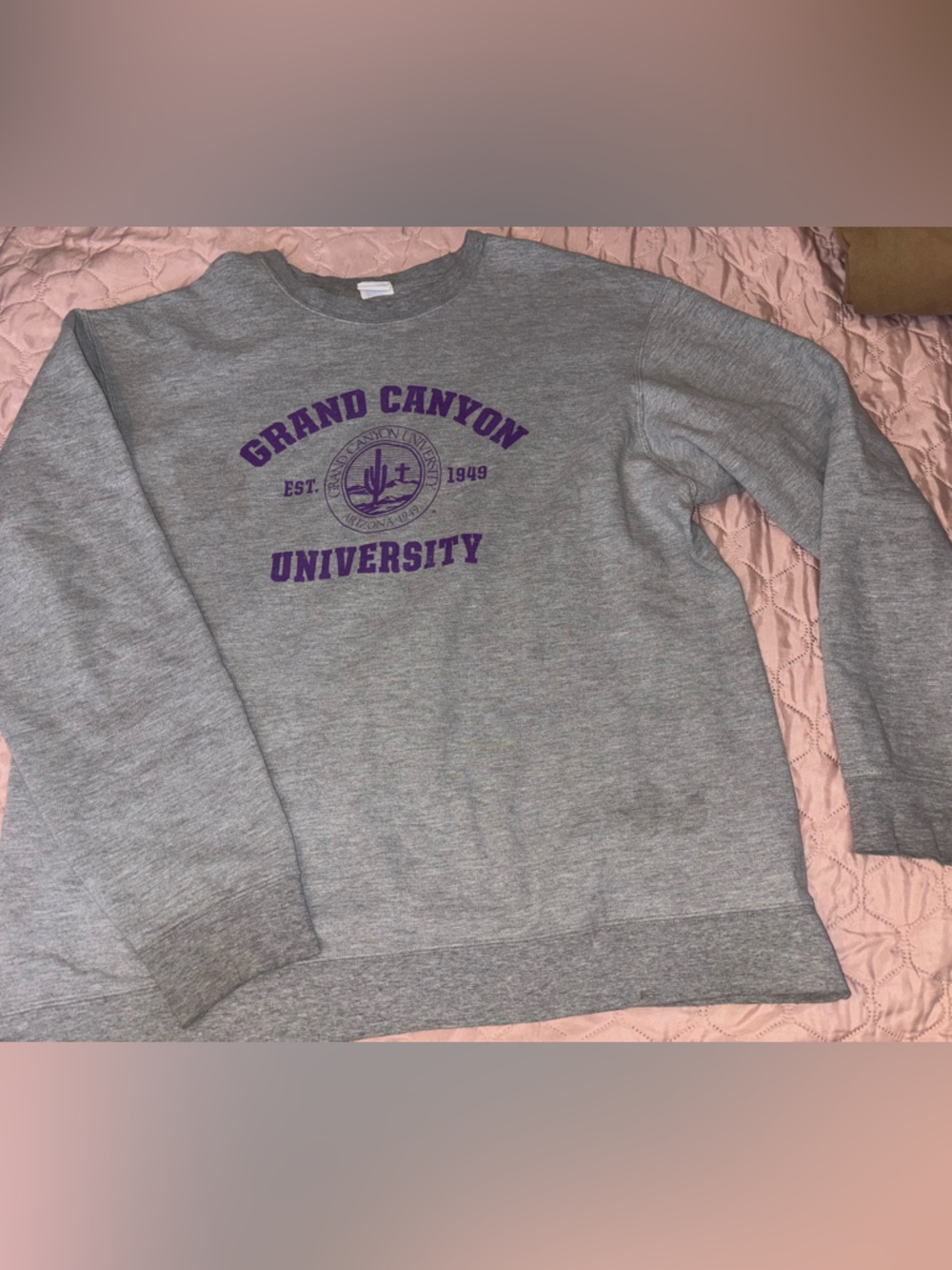 Grand Canyon University Grey Crewneck Sweatshirt - Purple Logo
